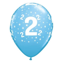 Balony niebieskie cyfra 2 na urodziny 6 szt